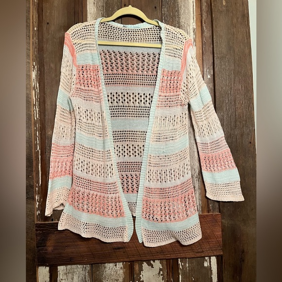 Maurices Sweaters Pink And Mint Green Knit Cardigan Poshmark